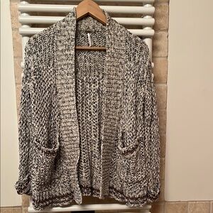 Free People Black and White Knit Sweater